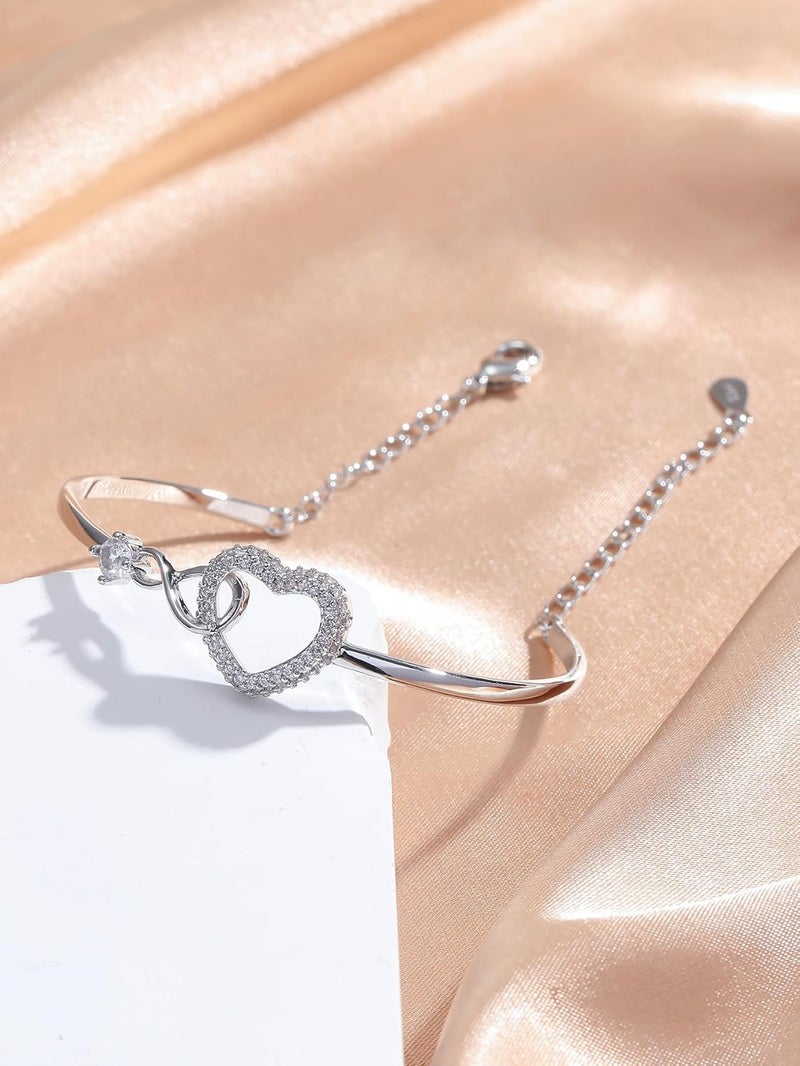 DivaGlamz To My Daughter Forever Connected Bracelet, Infinity Forever Love Heart Bracelets You Are Always In Mine From Mom Cubic Zirconia Adjustable Inspirational Gift Jewelry - Image 5
